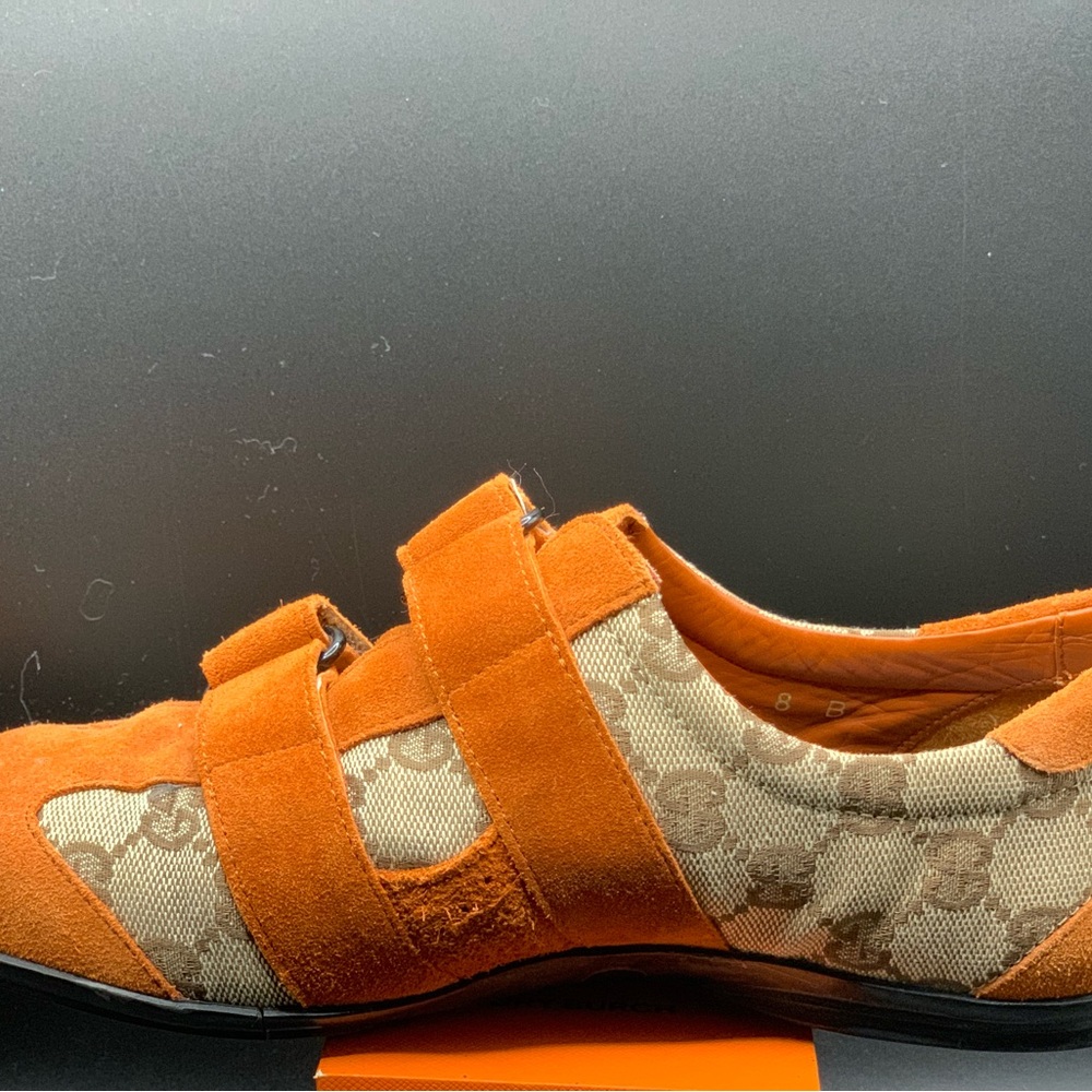 Gucci Orange Suede & GG Canvas Sneakers - Picture 10 of 15